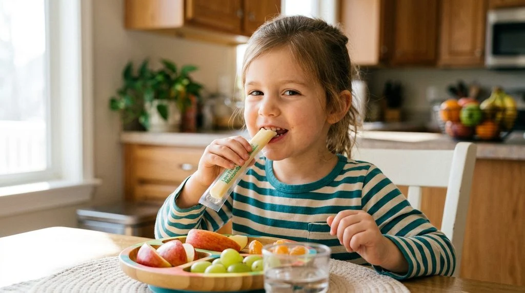 Low-fat cheese stick snack for kids.
