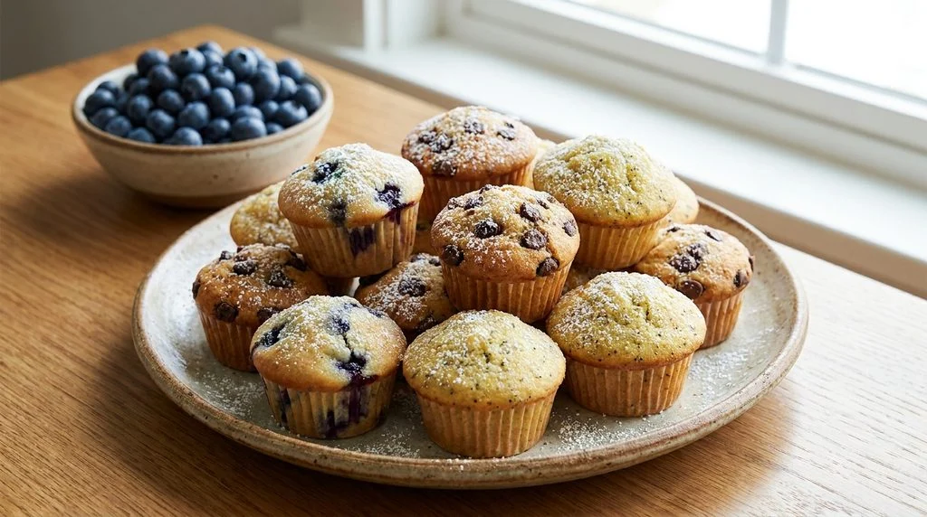A plate of allergy-friendly mini muffins, a lunchbox-safe snack