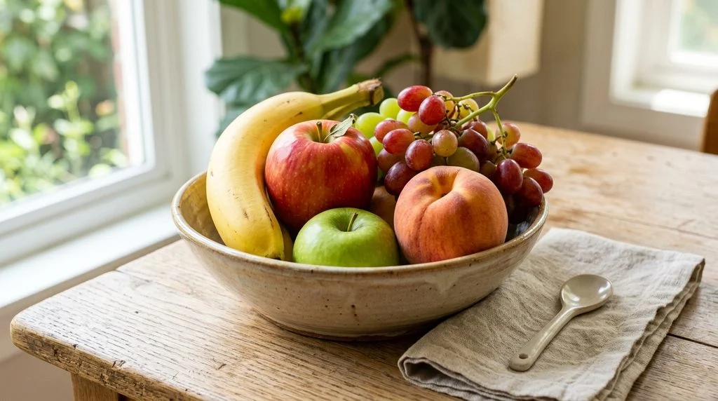 Assortment of whole fruit for a healthy kids snack.