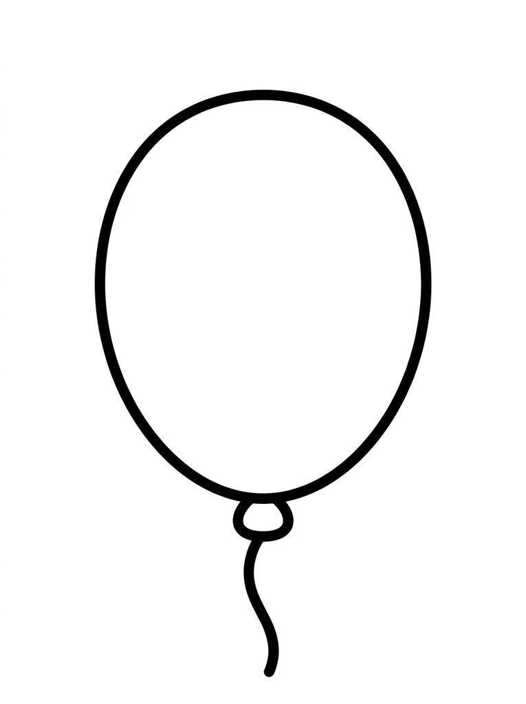 Simple balloon coloring page with a large blank center and curved string.