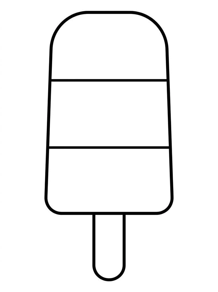 Popsicle coloring page divided into three wide horizontal bands.
