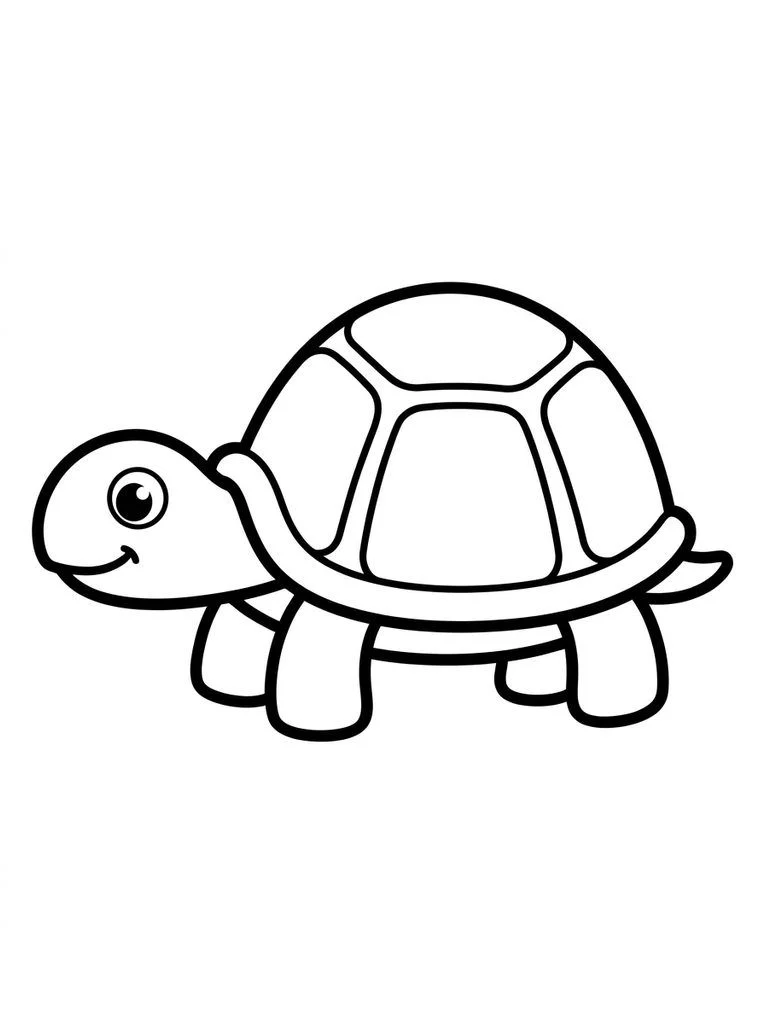 Turtle coloring page with five large sections on its shell.